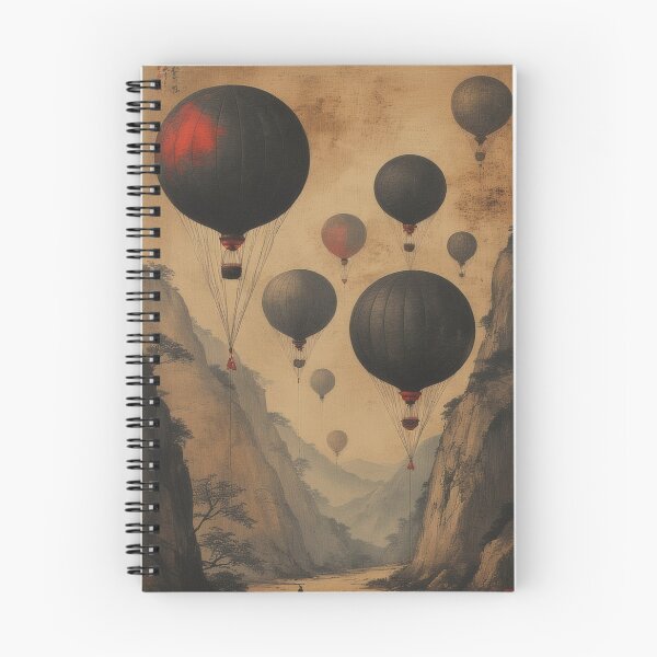 Item preview, Black and red balloons over Chinese landscape designed and sold by Mianku | Für das Leben.