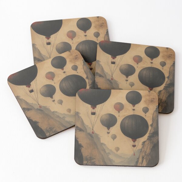 Item preview, Black and red balloons over Chinese landscape designed and sold by Mianku | Für das Leben.