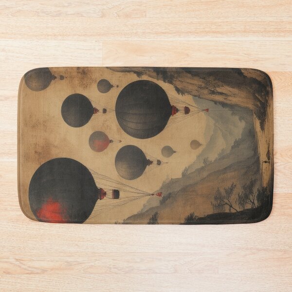 Item preview, Black and red balloons over Chinese landscape designed and sold by Mianku | Für das Leben.