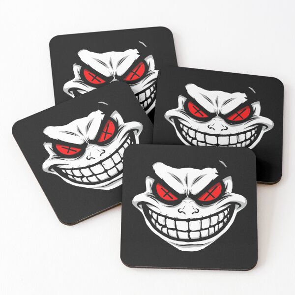 Item preview, Sinister Cartoon Face Digital Illustration – Bold Red X Eyes & Menacing Grin designed and sold by PixelVibe782.