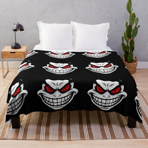 Item preview, Sinister Cartoon Face Digital Illustration – Bold Red X Eyes & Menacing Grin designed and sold by PixelVibe782.