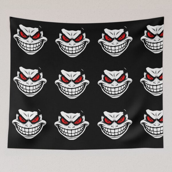 Item preview, Sinister Cartoon Face Digital Illustration – Bold Red X Eyes & Menacing Grin designed and sold by PixelVibe782.