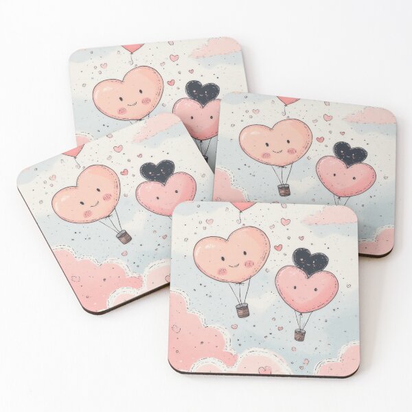 Item preview, Heart-shaped balloons float in a pastel-colored sky. designed and sold by Mianku | Für das Leben.