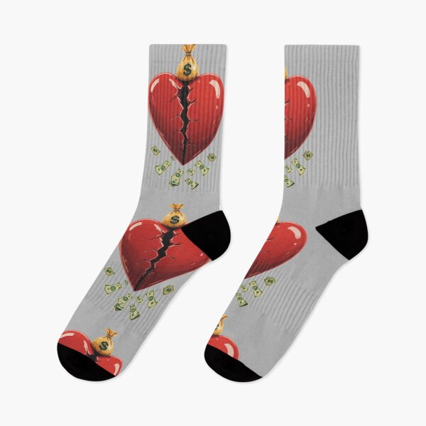 Item preview, Broken Heart Money Illustration – Red Heart with Falling Dollar Bills designed and sold by PixelVibe782.