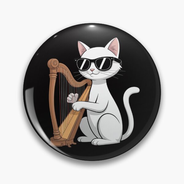 Item preview, Cat Wearing Sunglasses Playing Harp Harpist Musician designed and sold by demarioTTS.