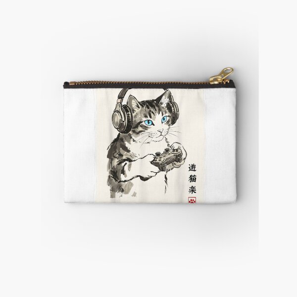 Item preview, Gaming Cat Wearing Headphones Ink Wash Illustration designed and sold by NguboNorento.
