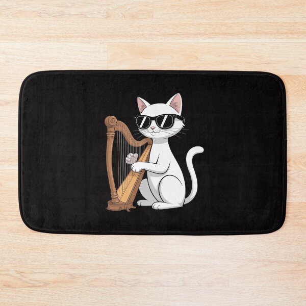 Item preview, Cat Wearing Sunglasses Playing Harp Harpist Musician designed and sold by demarioTTS.