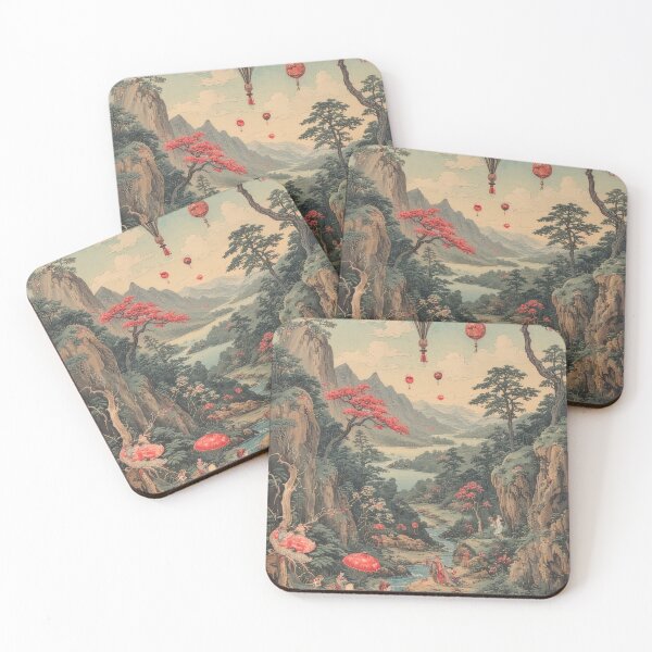 Item preview, Asian landscape with hot air balloons designed and sold by Mianku | Für das Leben.