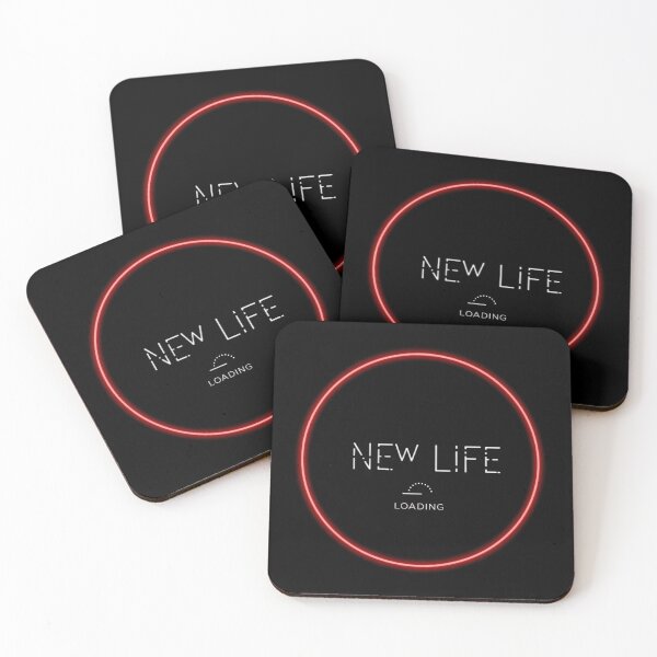 Item preview, Minimalist Neon “NEW LIFE LOADING” Digital Illustration – Futuristic Black & Red Design designed and sold by PixelVibe782.