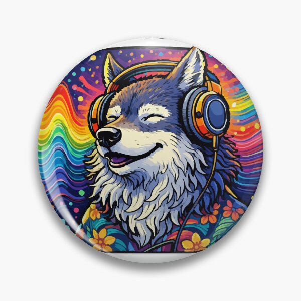 Item preview, No Talk Just Vibes Wolf – Play Loud Rainbow Soundwave Headphones designed and sold by BeetleDots.