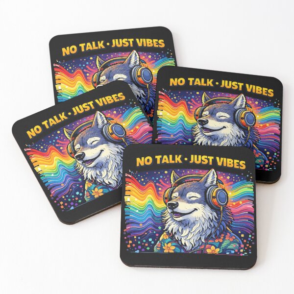 Item preview, No Talk Just Vibes Wolf – Play Loud Rainbow Soundwave Headphones designed and sold by BeetleDots.