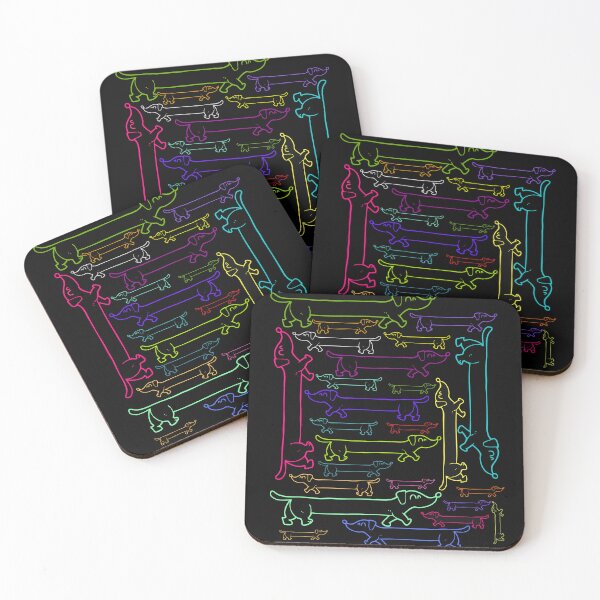 Item preview, Less Whining, More Weinering! Neon Style Black Sausage Dog Overload Pattern Design designed and sold by MirAgi.
