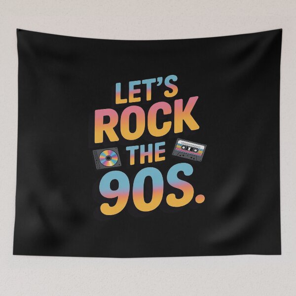 Item preview, Let's Rock The 90s Retro Cassette CD Player Nineties Party designed and sold by FluoroWave.