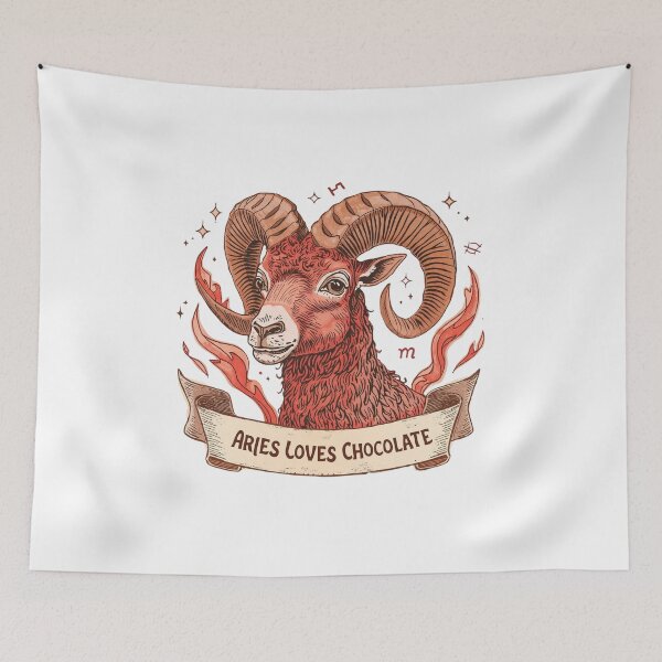 Item preview, Aries Loves Chocolate – Vintage Zodiac Chocolate Lover Art designed and sold by FindYouByZ.