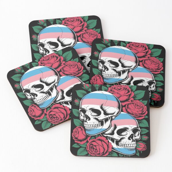 Item preview, LGBT Transgender Pride Skull Roses designed and sold by FluoroWave.