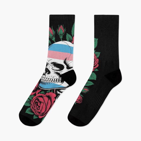 Item preview, LGBT Transgender Pride Skull Roses designed and sold by FluoroWave.