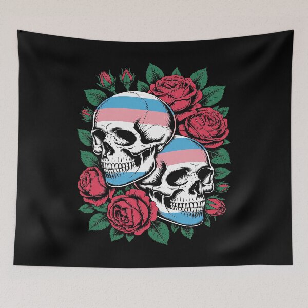Item preview, LGBT Transgender Pride Skull Roses designed and sold by FluoroWave.
