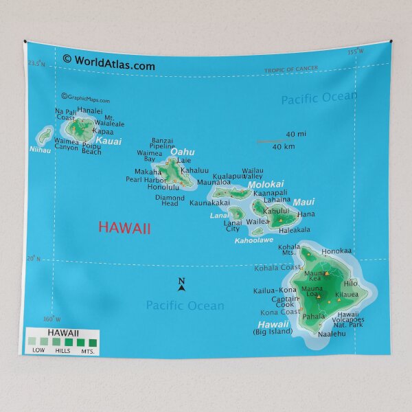 Item preview, Hawaii Island Chain Map – From Kauai to the Big Island designed and sold by WorldAtlas.com.