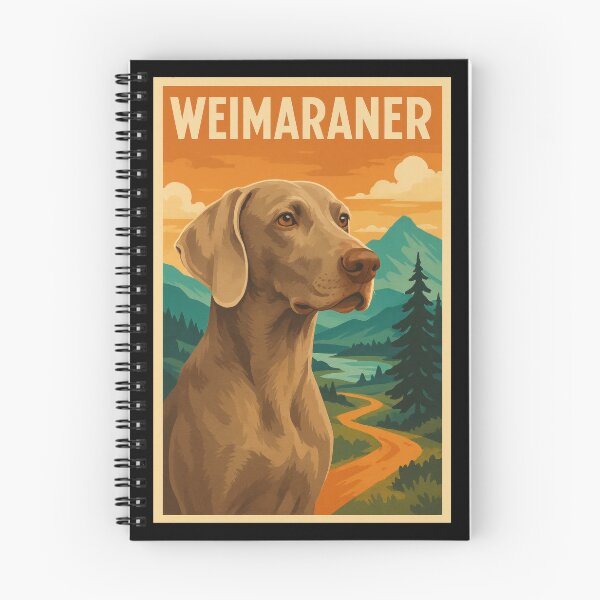 Item preview, Weimaraner Mountain Path Vintage Art designed and sold by Flying Doggo.
