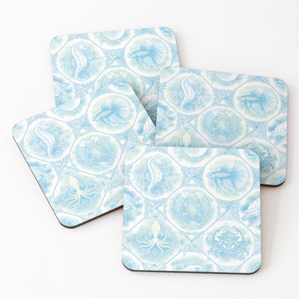 Item preview, Oceanic Dreamscape Delft Tiles - Aquamarine Shore designed and sold by Carina Parry Studios.