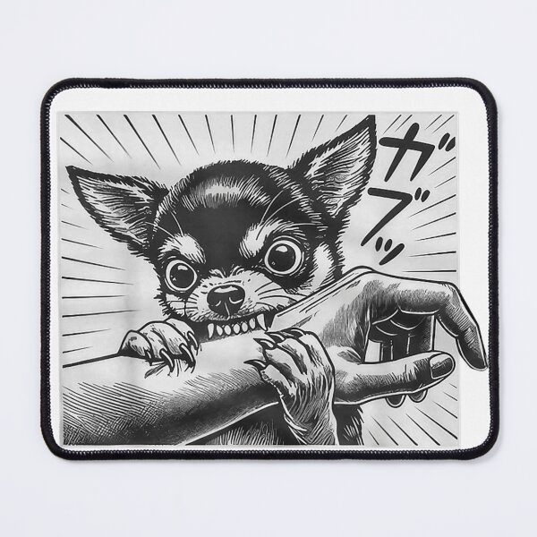 Item preview, Angry Chihuahua Bite Manga Style Black White Illustration designed and sold by DienesAngele.