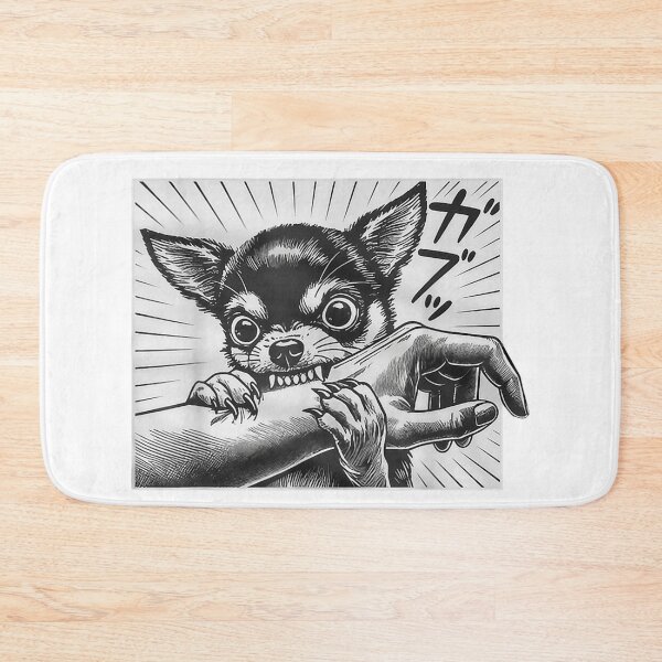 Item preview, Angry Chihuahua Bite Manga Style Black White Illustration designed and sold by DienesAngele.
