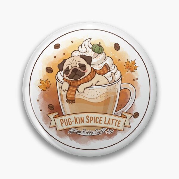 Item preview, Pug-kin Spice Latte – Autumn Puppy Coffee Art designed and sold by Petzzz.