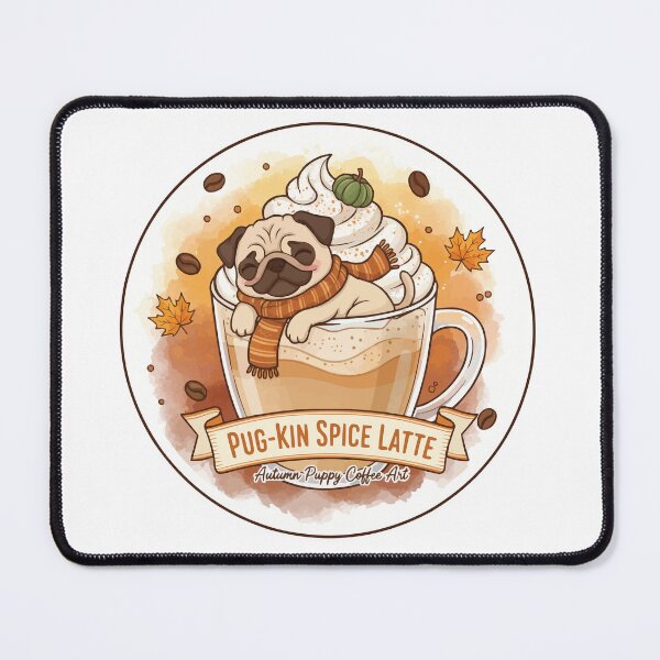 Item preview, Pug-kin Spice Latte – Autumn Puppy Coffee Art designed and sold by Petzzz.