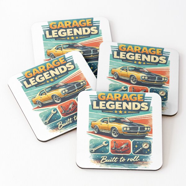 Item preview, Garage Legends – Built to Roll Retro Muscle Car & Tools Badge designed and sold by BeetleDots.