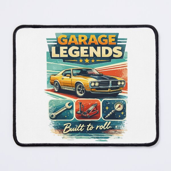 Item preview, Garage Legends – Built to Roll Retro Muscle Car & Tools Badge designed and sold by BeetleDots.
