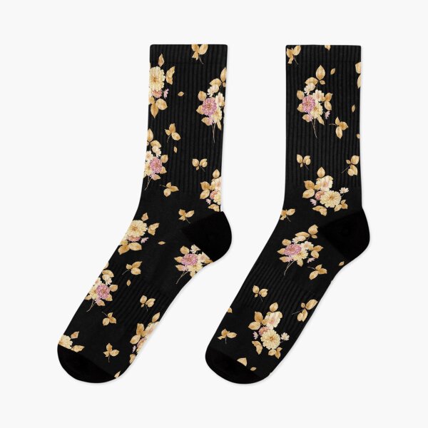 Item preview, Golden Autumn Meadow on Black – Soft Floral Botanical Pattern designed and sold by Velavue .