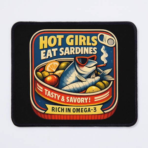 Item preview, Hot Girls Eat Sardines Retro Tinned Fish Illustration designed and sold by ZuToMi.