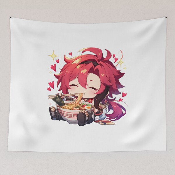 Item preview, Shikanoin Heizou Genshin Impact Ramen Kawaii Chibi Red Hair Game Cute Bowl designed and sold by Raslbazola.