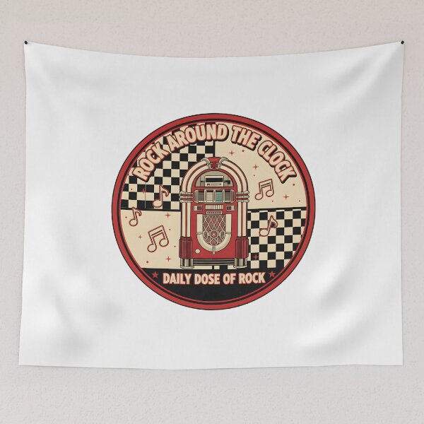 Item preview, Rock Around the Clock: Vintage Jukebox Retro Music Poster designed and sold by DailyVibesMerch.