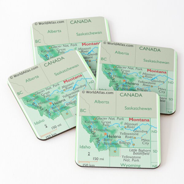 Item preview, Montana State Map with Rivers and Cities designed and sold by WorldAtlas.com.