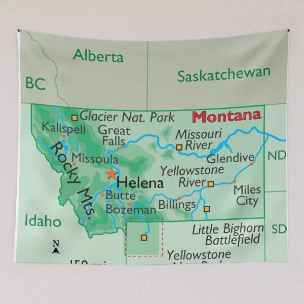 Item preview, Montana State Map with Rivers and Cities designed and sold by WorldAtlas.com.