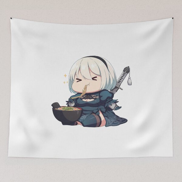 Item preview, Game Kaine Nier Automata Ramen Kawaii Chibi White Hair Game Girl Cute Bowl designed and sold by Raslbazola.