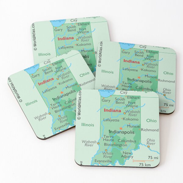 Item preview, Indiana Physical & Geographic Map designed and sold by WorldAtlas.com.