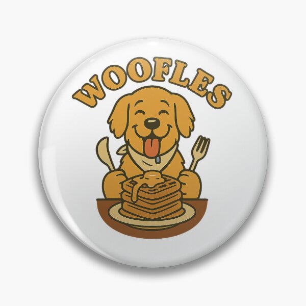 Item preview, Woofles Funny Dog and Waffle Food Pun Design designed and sold by LaughLab Apparel.