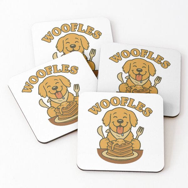Item preview, Woofles Funny Dog and Waffle Food Pun Design designed and sold by LaughLab Apparel.