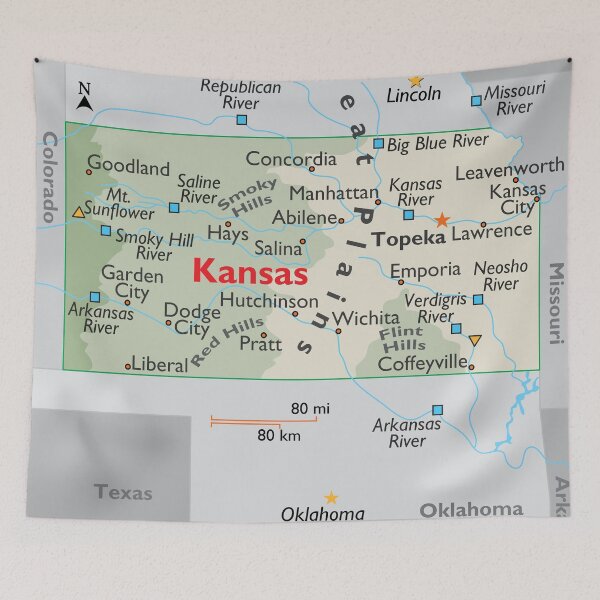 Item preview, Kansas Physical & Geographic Map designed and sold by WorldAtlas.com.