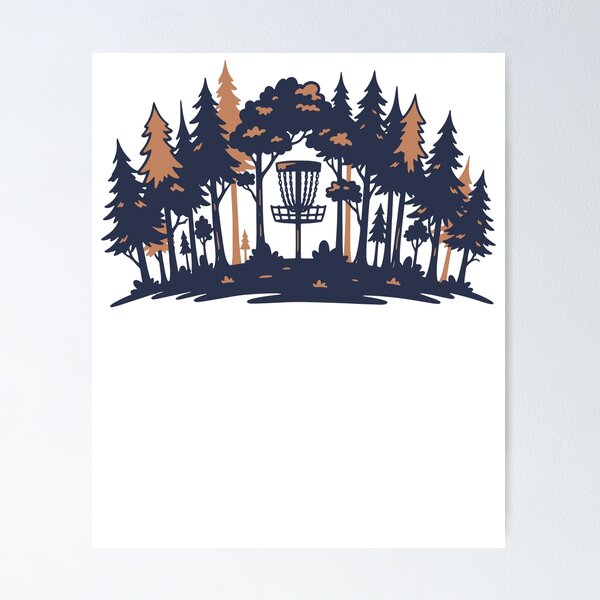 Item preview, Disc Golf Scene Forest Basket Silhouette designed and sold by LuminOrb.