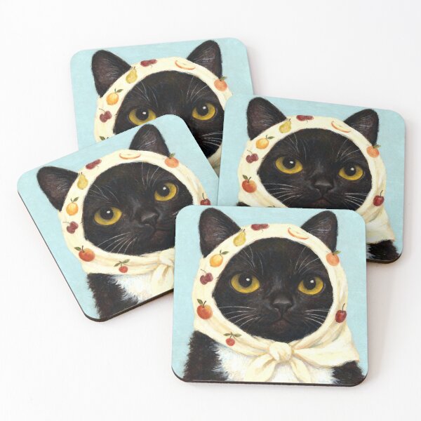 Item preview, black cat wearing a headscarf designed and sold by ArtSE46.