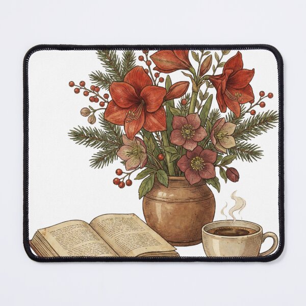 Item preview, Vintage Botanical Winter Flowers Book and Coffee designed and sold by EverBranz-stor.