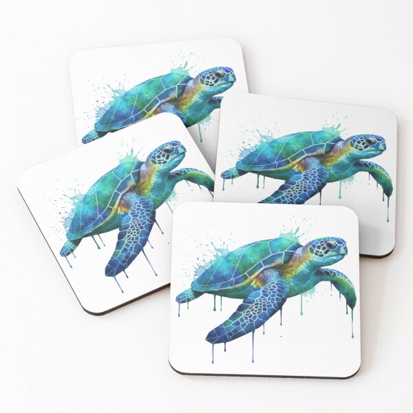 Item preview,  Vibrant Watercolor Sea Turtle Splash Art designed and sold by zoughlal.