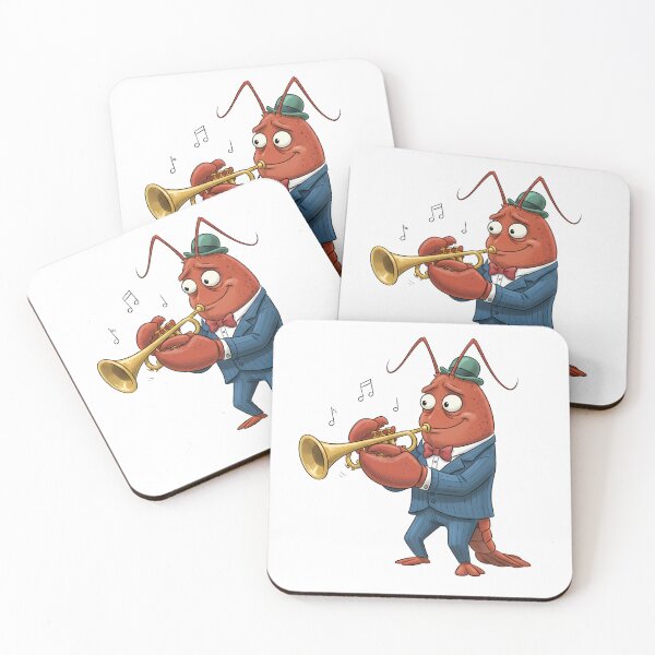 Item preview, Funny Lobster Playing Trumpet Cartoon Music Character Illustration designed and sold by hn79.
