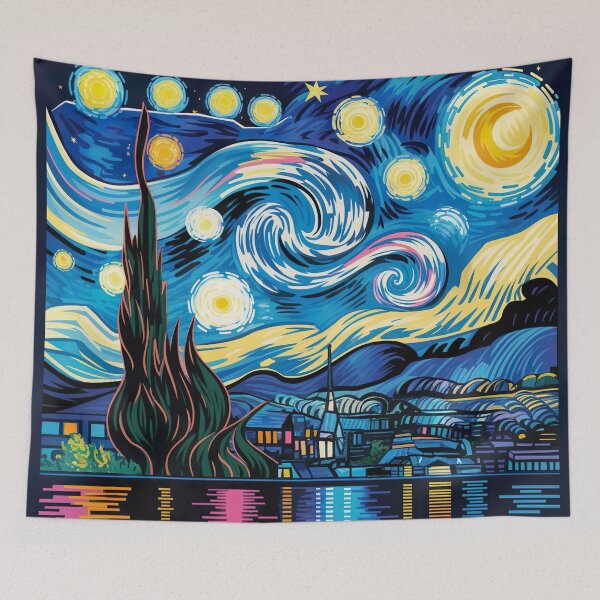 Item preview, Starry Night Reimagined | Neon Geometric Van Gogh Style Contempor designed and sold by Tamas Das.