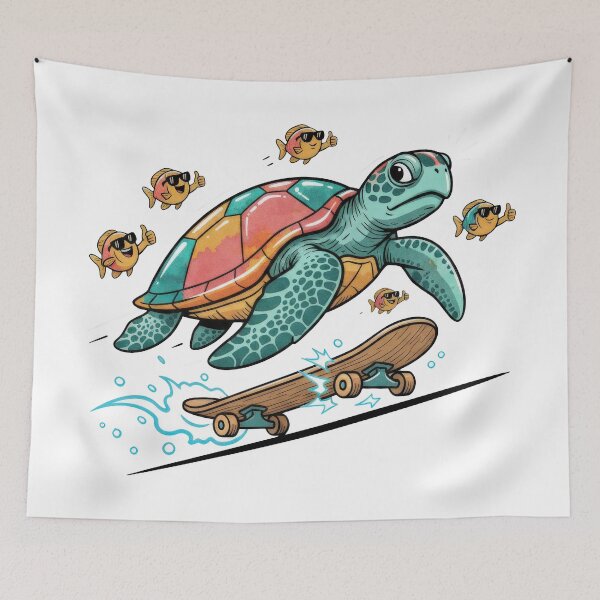 Item preview,  Radical Skater Sea Turtle Cartoon designed and sold by zoughlal.