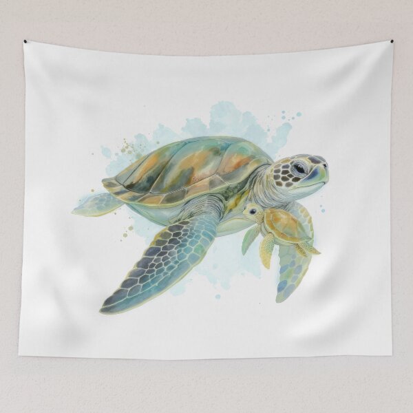 Item preview,  Realistic Swimming Mother and Baby Sea Turtle designed and sold by zoughlal.