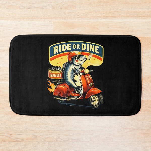 Item preview, Sardines Ride or Dine Retro Biker Tinned Fish Art designed and sold by ZuToMi.